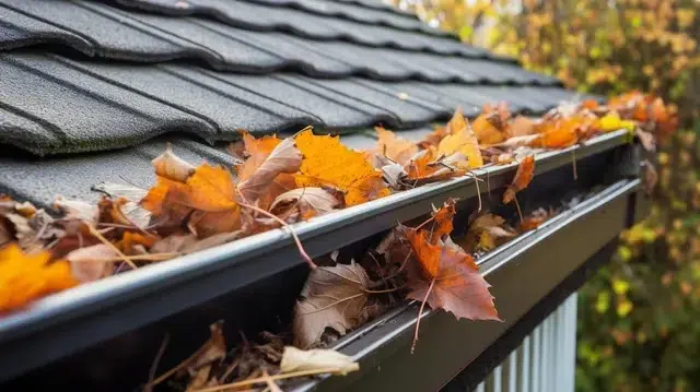 Gutter filled with leaves