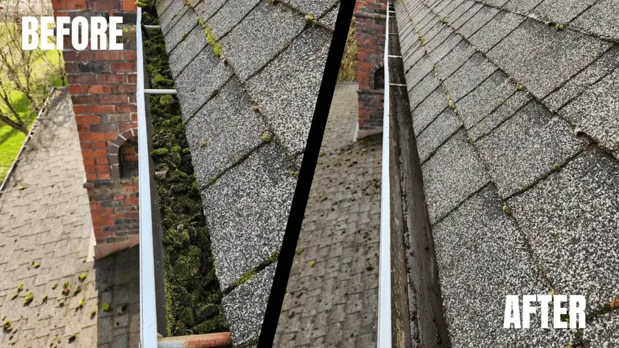 NJM Roof and Gutter Cleaning- Best Cleaning Company In Oregon 2 before and after photo for gutter cleaning