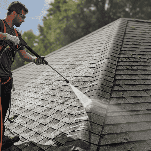 NJM Roof and Gutter Cleaning- Best Cleaning Company In Oregon 5 man cleaning roof