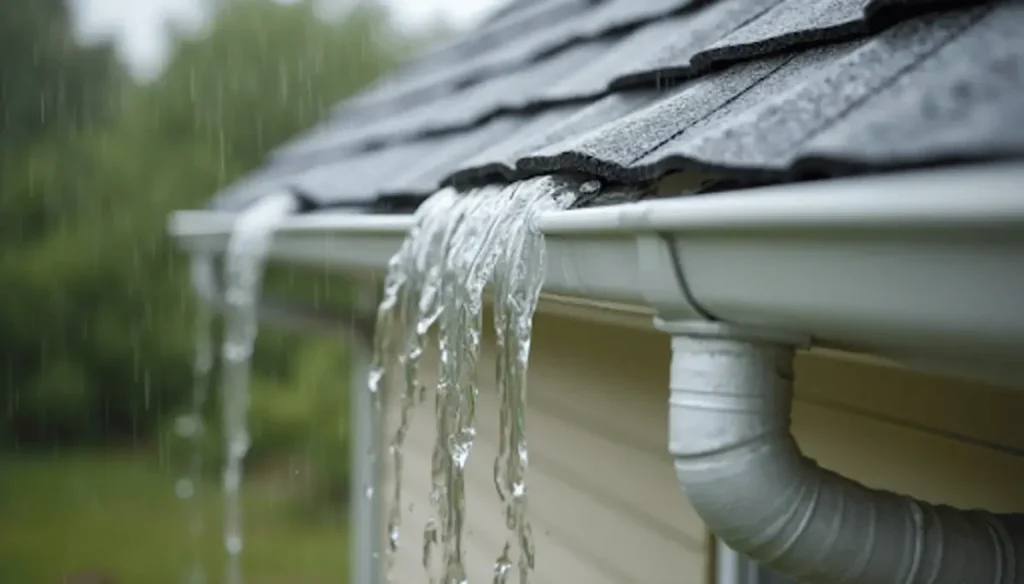 Post-Storm Gutter Checklist: What to Inspect! 1 overflowing gutters during a storm, one of the things to looks at during post-storm gutter checklist